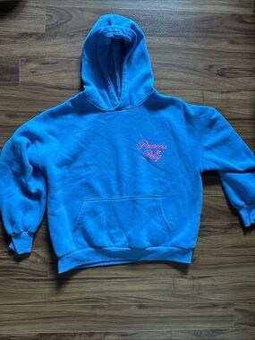 Princess Polly Bright Blue Hoodie with Pink Script